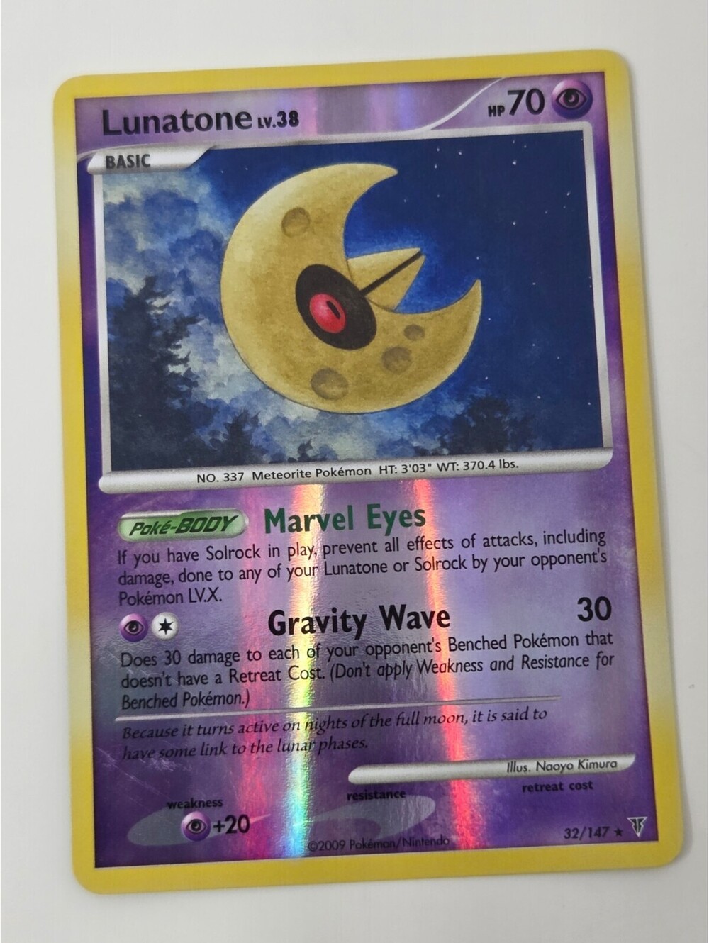Pokémon Lunatone 32/147 Reverse Holo Rare Arceus Set 2009 Meteorite Card